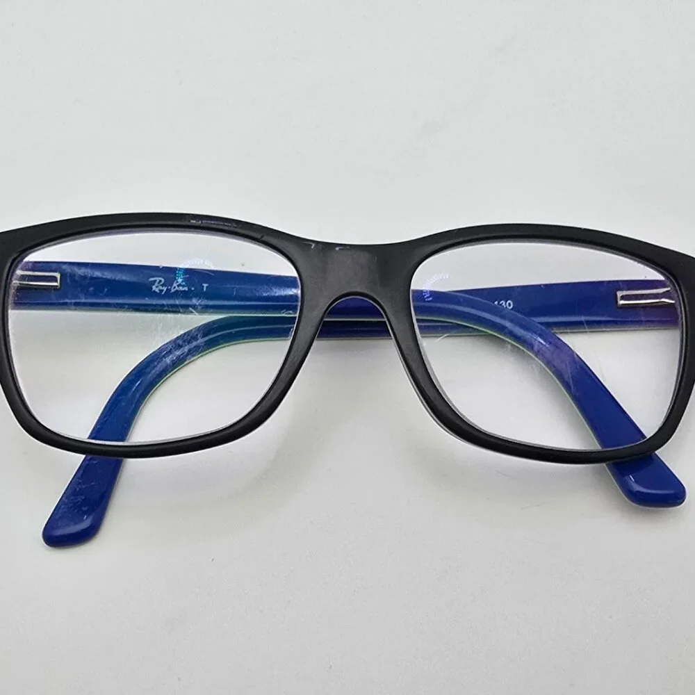 Ray-Ban Jr. RB1536 3600 Dark Grey Neon Green on Blue Kids Eyeglasses Frame 48mm